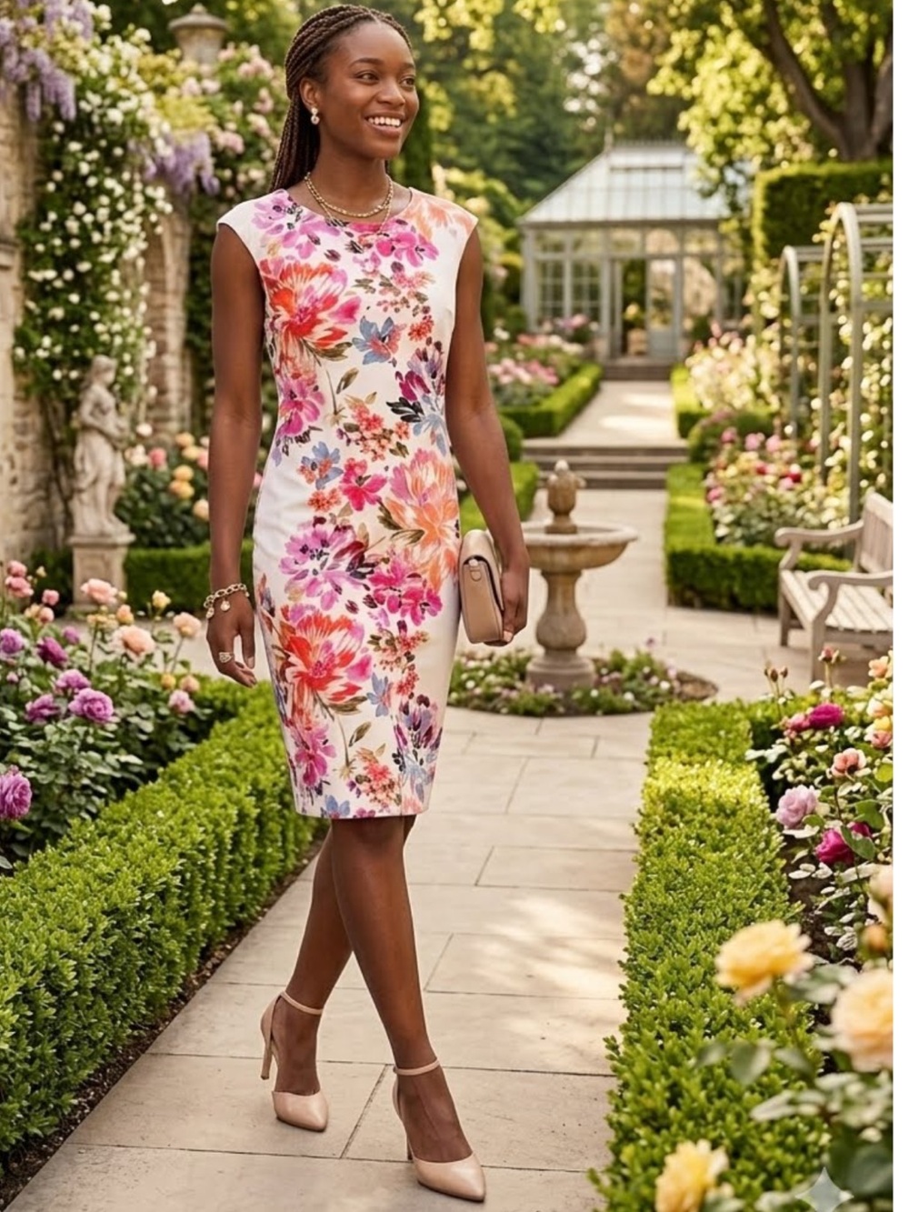 London Times Multicolored Floral Cap Sleeve Sheath Midi Dress New 8